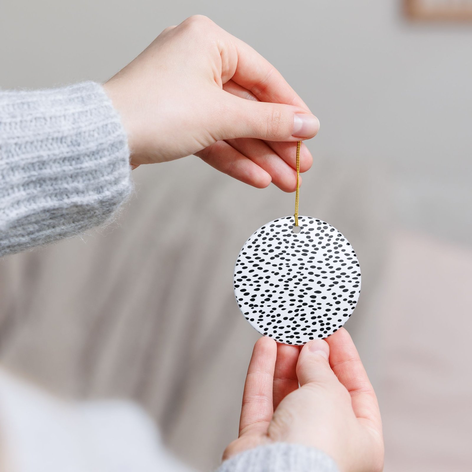 Decorative Ceramic Ornament, Holiday Decor, Modern Home Accent, Gift for Her, Farmhouse Style, Christmas Decoration, Minimalist Ornament - Image 3