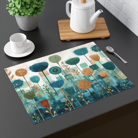 Floral Art Placemat, Vibrant Table Decor for Kitchen, Dining, Picnics, Gift for Nature Lovers, Eco-friendly Homeware