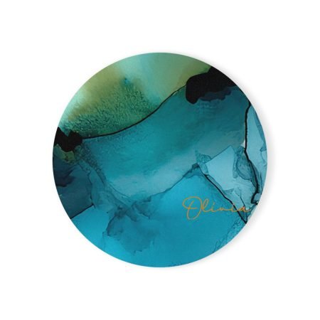 Abstract Teal Coaster Set, Drinkware Accessories, Housewarming Gift, Kitchen Table Decor, Modern Art Coaster