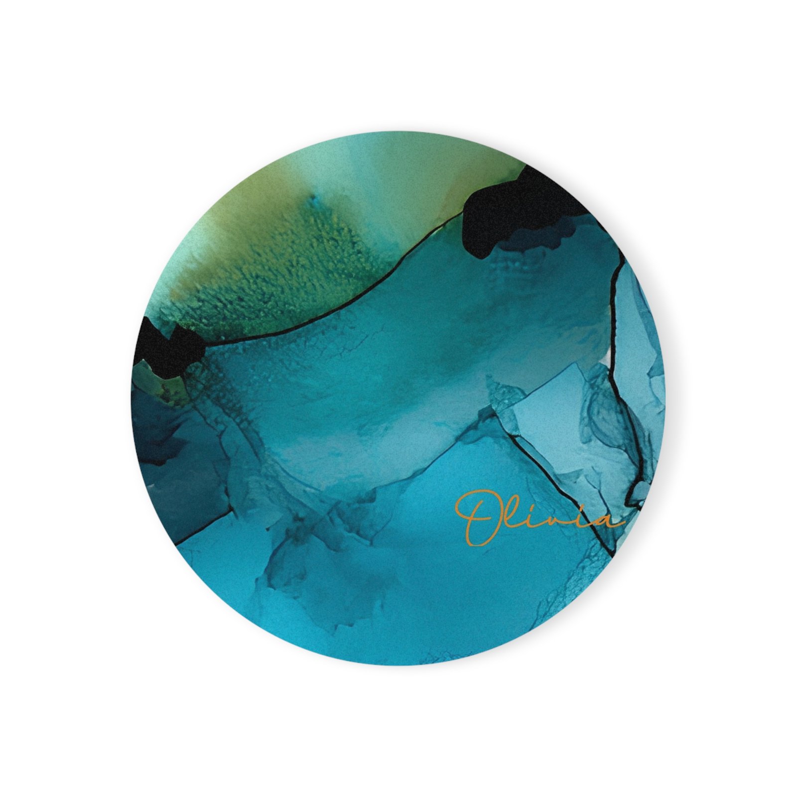 Abstract Teal Coaster Set, Drinkware Accessories, Housewarming Gift, Kitchen Table Decor, Modern Art Coaster