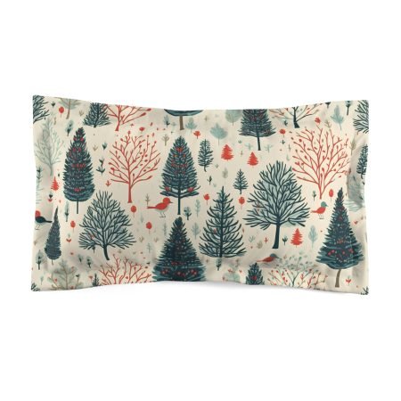 Cozy Forest Microfiber Pillow Sham, Nature-Inspired Bedding, Holiday Decor, Eco-Friendly Gift, Woodland Themed Bed Pillow