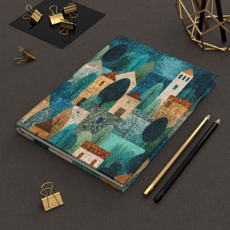 Matte Hardcover Journal with Serene Village Design, Nature-Inspired Journal, Gift for Writers, Dream Journal, Art Sketchbook, Home Decor