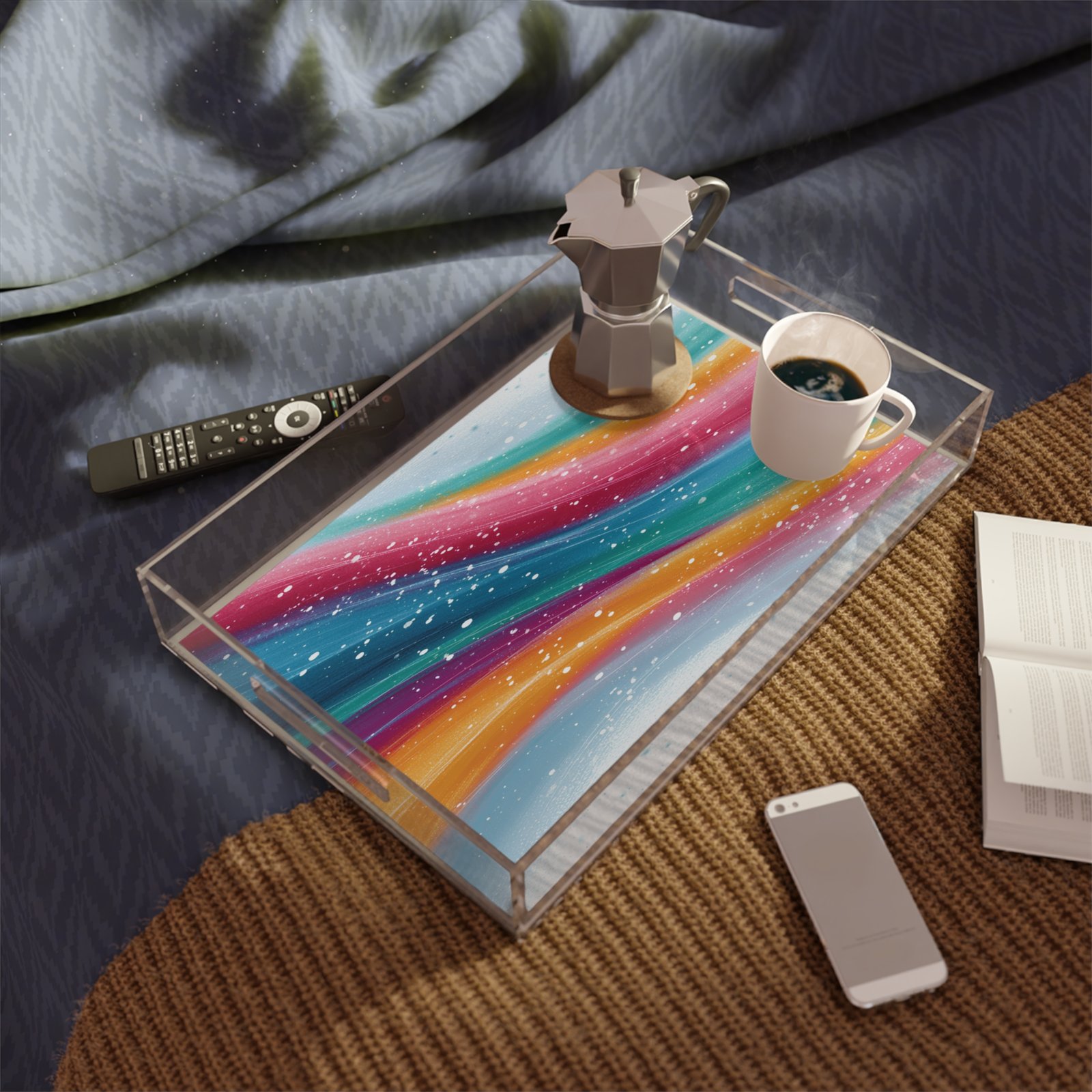 Colorful Acrylic Serving Tray - Versatile Decor, Gift for Entertaining, Kitchen, Parties, Home Decor, Summer Gatherings