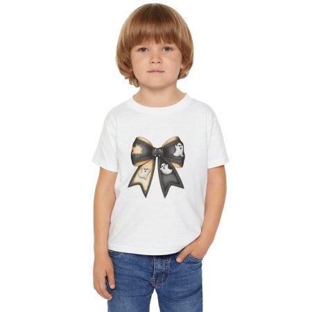 Spooky Ghost Bow Toddler T-Shirt, Halloween Shirt, Kids Ghost Tee, Toddler Halloween Outfit, Cute Baby Shirt, Trick or Treat Top