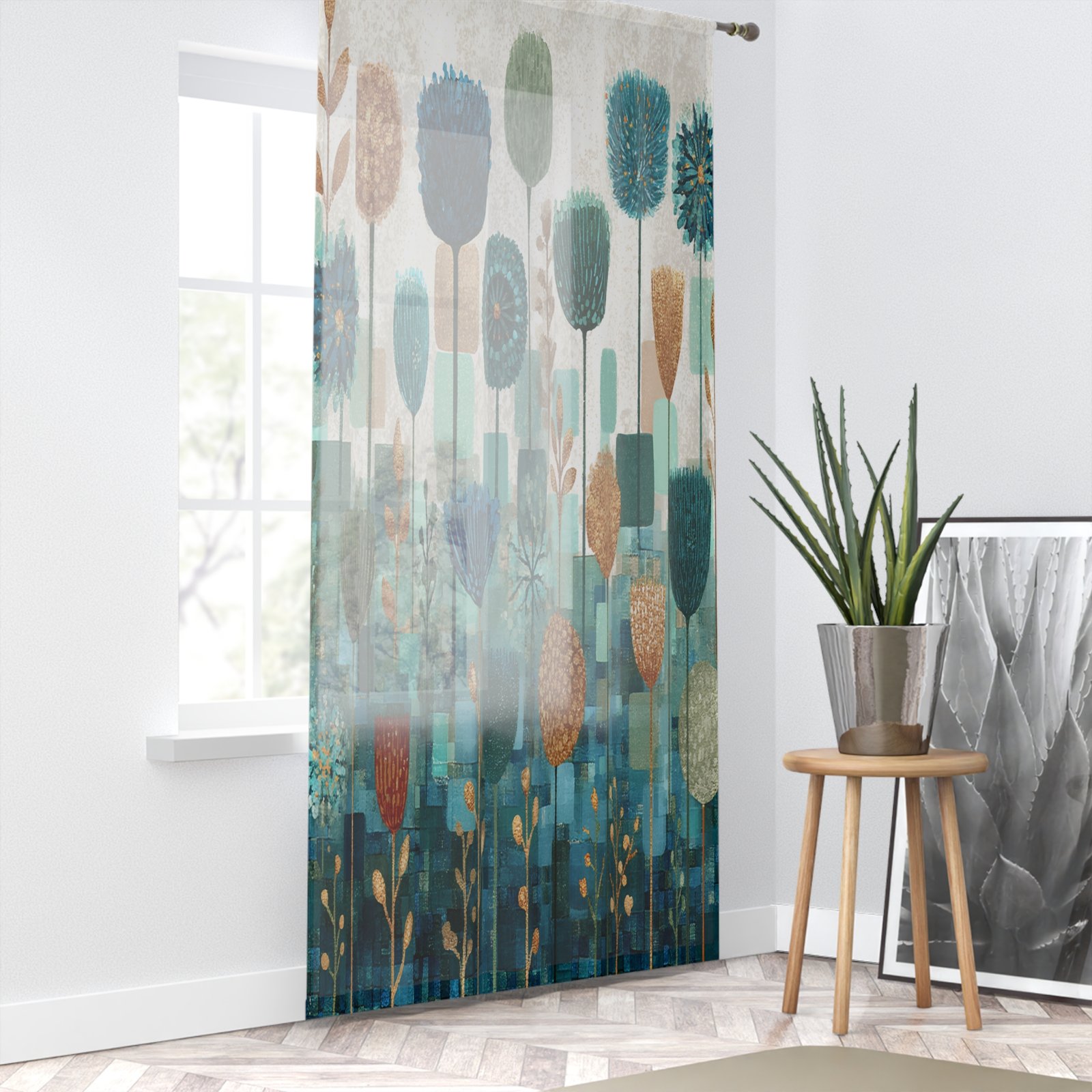 Botanical Window Curtain, Floral Home Decor, Living Room Drapes, Nature-Inspired, Eco-Friendly Curtain, Modern Interior Design - Image 2