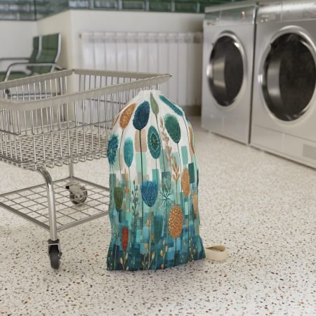 Floral Design Laundry Bag, Eco-Friendly Storage, Modern Home Decor, Gift for College Students, Laundry Organization