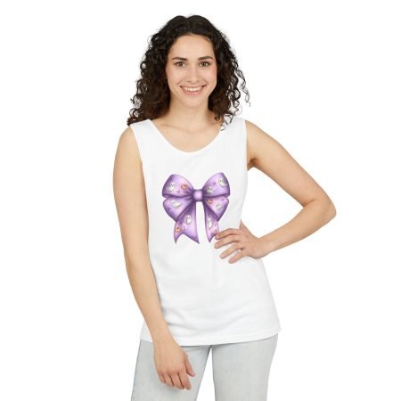 Purple Bow Unisex Tank Top, Cute Summer Apparel, Gift for Her, Casual Wear, Fashion Tee, Birthday Gift, Spring Outfit