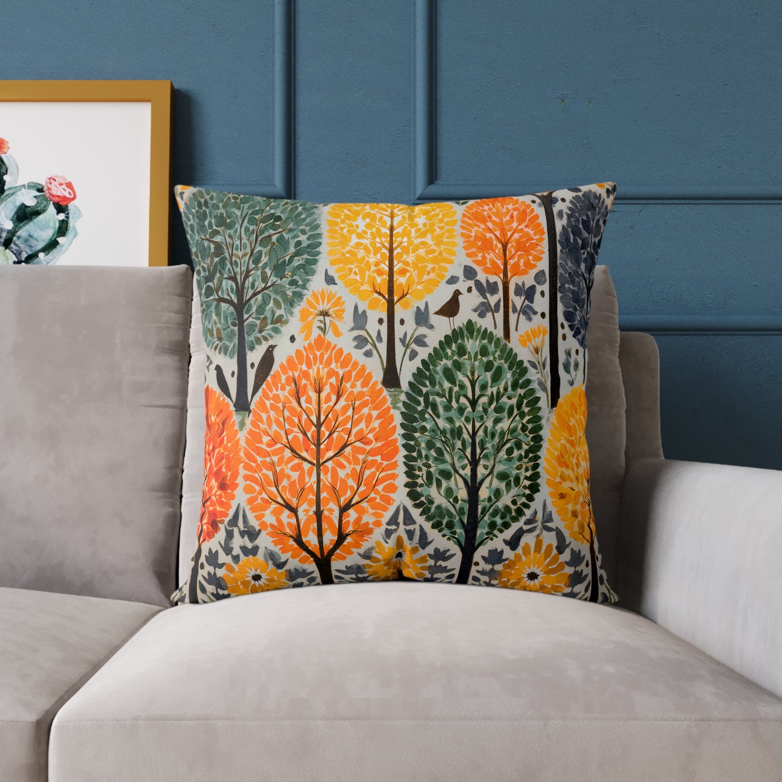 Vibrant Botanical Pillow, Decorative Throw Cushion, Cozy Home Accent, Colorful Nature Decor, Perfect Gift for Plant Lovers