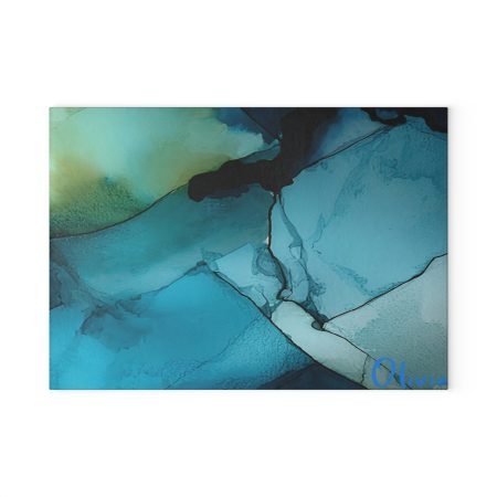 Aqua Abstract Glass Cutting Board - Modern Kitchen Decor, Gift for Foodies, , Artful Cooking