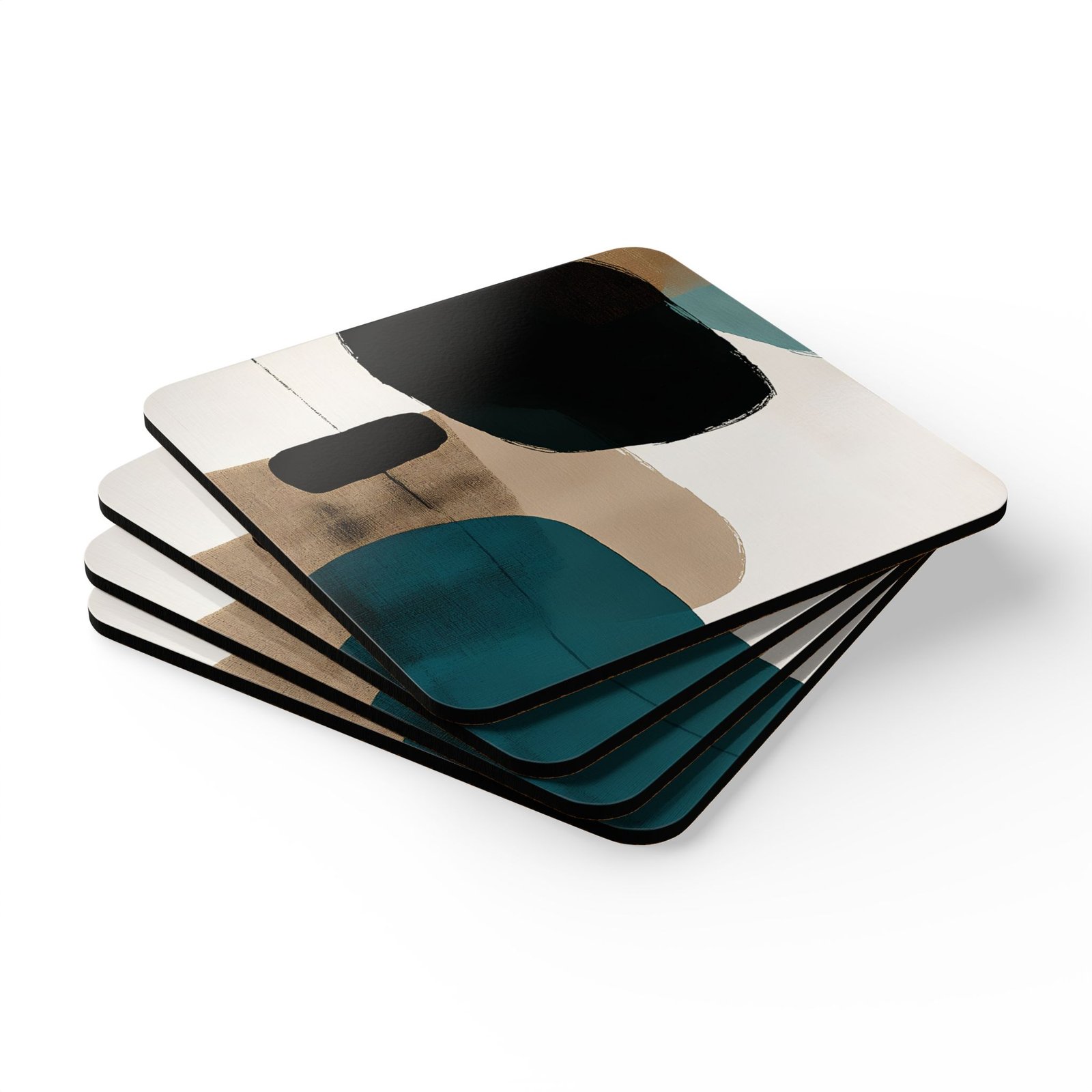 Artistic Cork Coaster Set, Modern Drink Coasters, Abstract Home Decor, Eco-Friendly Coaster Gift, Unique Table Accessories - Image 3