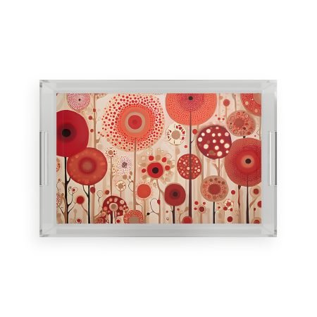 Colorful Floral Acrylic Serving Tray, Decorative Tray for Home Entertaining, Gift for Housewarming, Kitchen Décor, Eco-Friendly Serving
