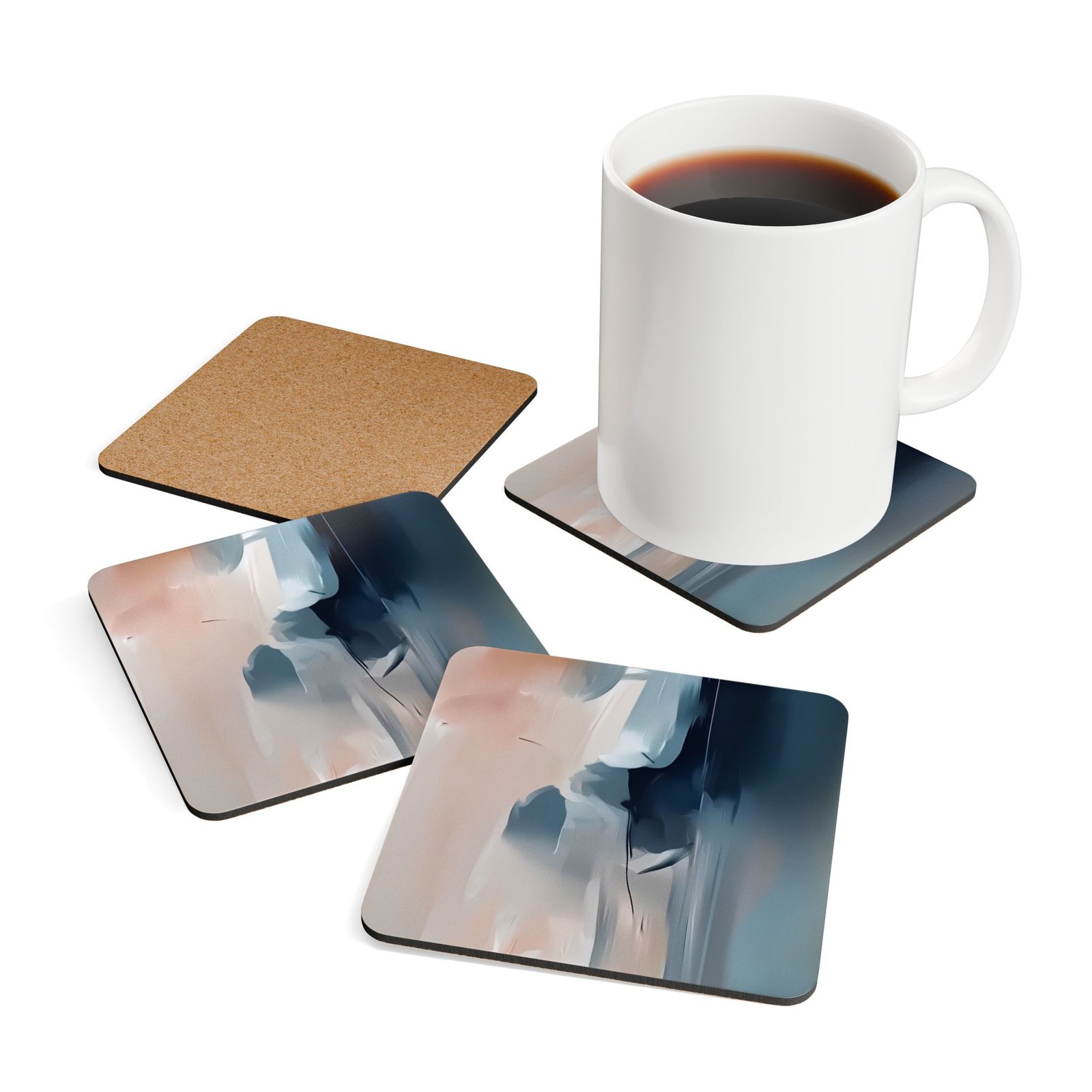 Stylish Corkwood Coaster Set, Modern Drink Coasters, Home Decor, Gift for Coffee Lovers, Stylish Table Accessories, Unique Housewarming Gift - Image 4