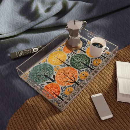 Colorful Floral Acrylic Serving Tray - Perfect for Kitchen Decor, Entertaining, Gift for Housewarming, Decorative Tray, Summer Parties