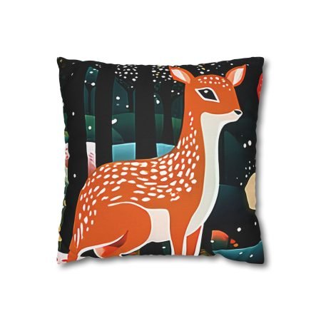 Whimsical Forest Deer Pillowcase, Cozy Living Room Decor, Nature Inspired Home, Wildlife Gift, Boho Bedroom Accessory