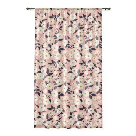 Floral Window Curtain, Cozy Home Decor, Feminine Room Accessory, Spring Aesthetic, Botanical Theme