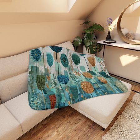 Cozy Floral Sherpa Blanket | Soft Throw for Home, Gift for Weddings, Fall Decor, Couch Blanket, Outdoor Snuggle