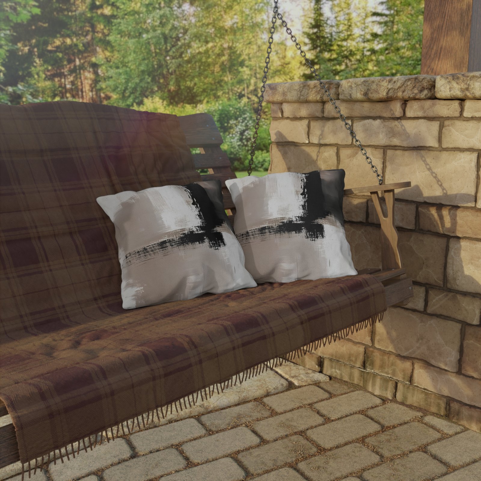 Stylish Outdoor Pillows in Abstract Design, Patio Decor, Modern Pillow Cases, Garden Cushions, Cozy Outdoor Living - Image 4