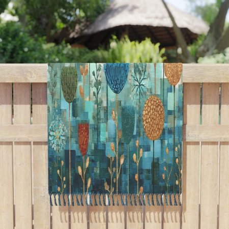 Boho Beach Towel or Throw - Vibrant Garden Design - Perfect for Beach Days, Picnics, Home Decor, and Gifts