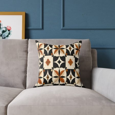 Bohemian Floral Pillow, Square Poly Canvas Cushion, Home Decor Accent, Cozy Living Room Gift, Modern Vintage Throw Pillow