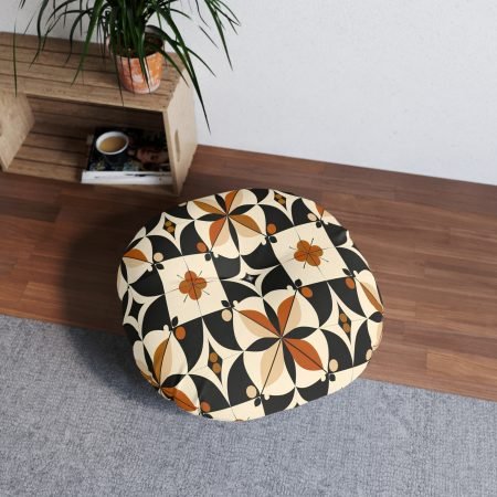 Bohemian Tufted Floor Pillow, Round Cushion, Retro Home Decor, Cozy Seating, Modern Textiles, Living Room Accent