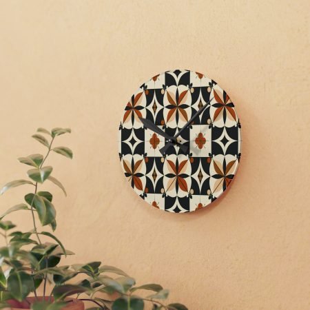 Stylish Acrylic Wall Clock with Floral Design, Modern Home Decor, Vintage Style Clock, Unique Gift for Housewarming, Clock Wall Art