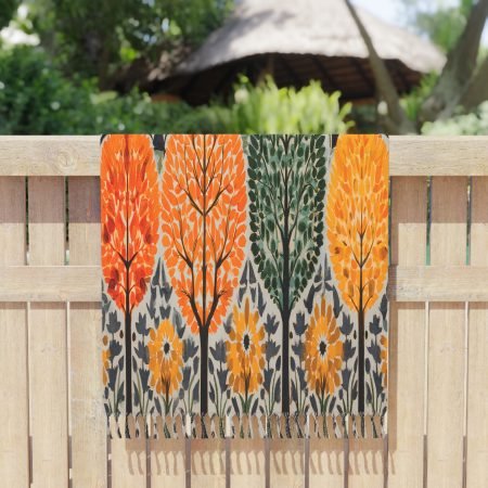 Boho Beach Towel - Vibrant Trees Design for Relaxing Days, Poolside Fun, Summer Picnics, Gift for Nature Lovers, Home and Garden Decor
