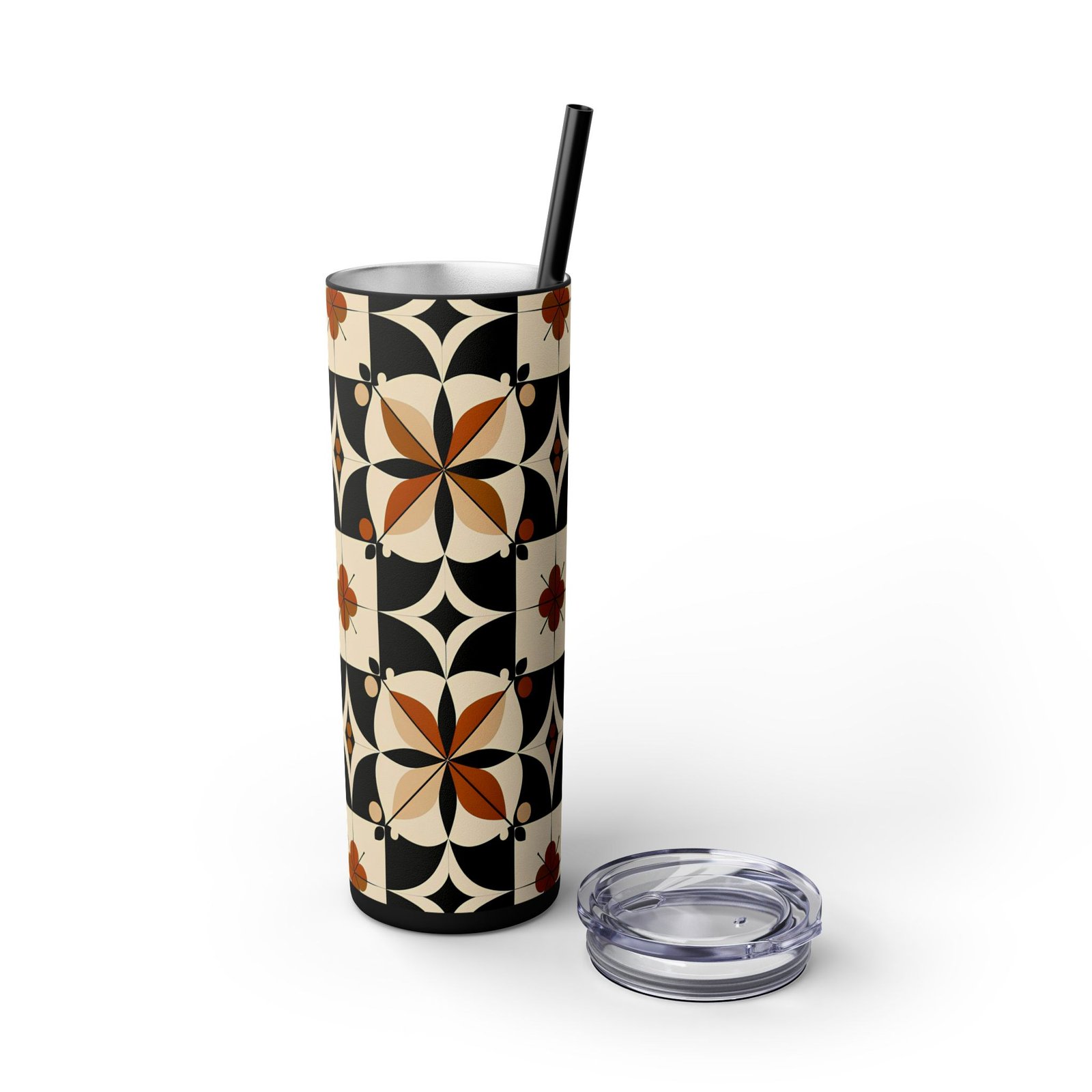 Boho Chic Skinny Tumbler with Straw, 20oz | Stylish Travel Mug, Insulated Drink Container, Perfect Gift for Autumn, Cozy Home Decor - Image 4