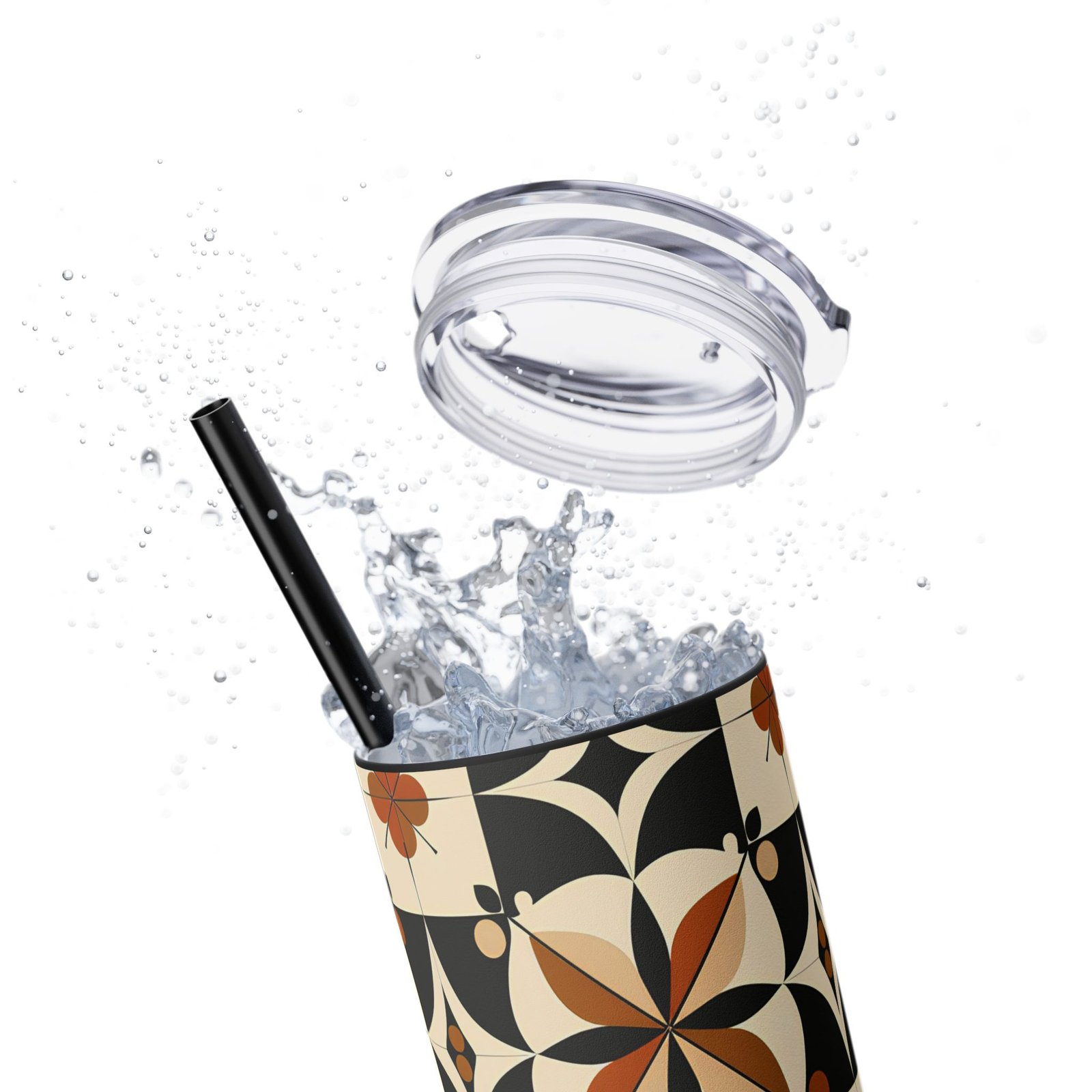Boho Chic Skinny Tumbler with Straw, 20oz | Stylish Travel Mug, Insulated Drink Container, Perfect Gift for Autumn, Cozy Home Decor - Image 2