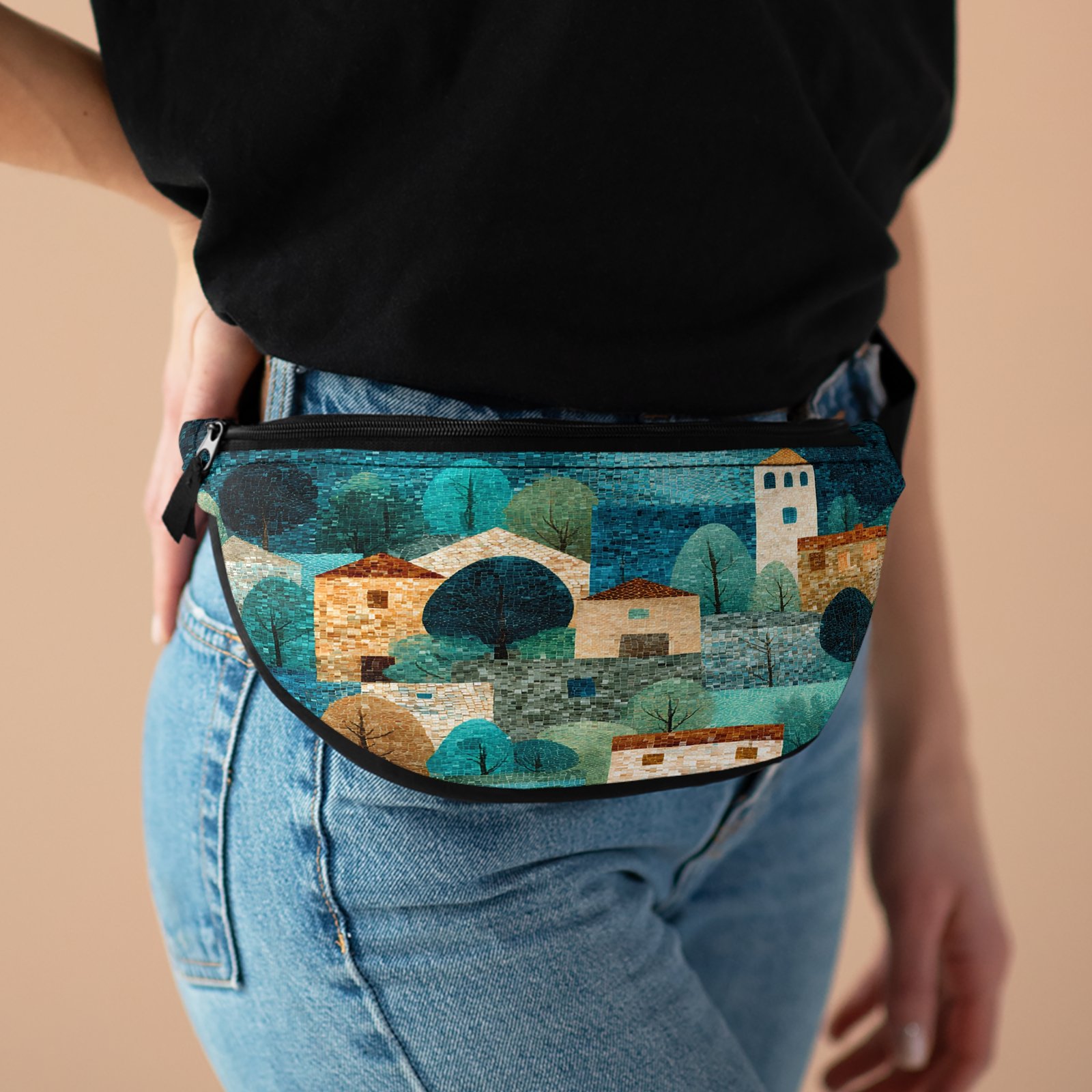 Stylish Fanny Pack with Scenic Design - Great for Festivals, Hiking, Travel, and Everyday Use, Cute Gift Idea, Adjustable Waist Bag
