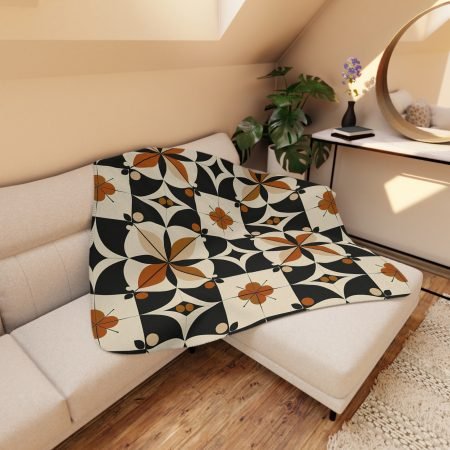 Cozy Tan Sherpa Blanket | Vintage Floral Design | Soft Throw for Home Decor, Gift for Her, Couch Blanket, Indoor Picnic