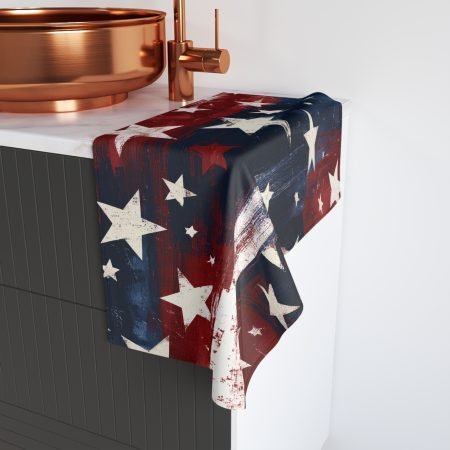 Patriotic Stars Hand Towel — Vintage American Flag Red White Blue Kitchen Towel
