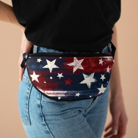American Flag Star Fanny Pack — Patriotic Red White Blue Waist Bag