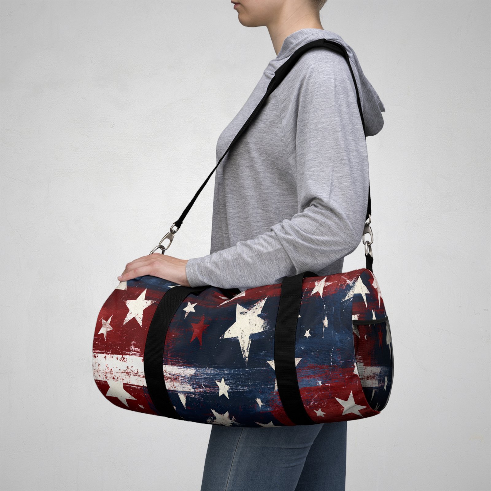 American Flag Stars Duffel Bag – Patriotic Travel & Gym Bag