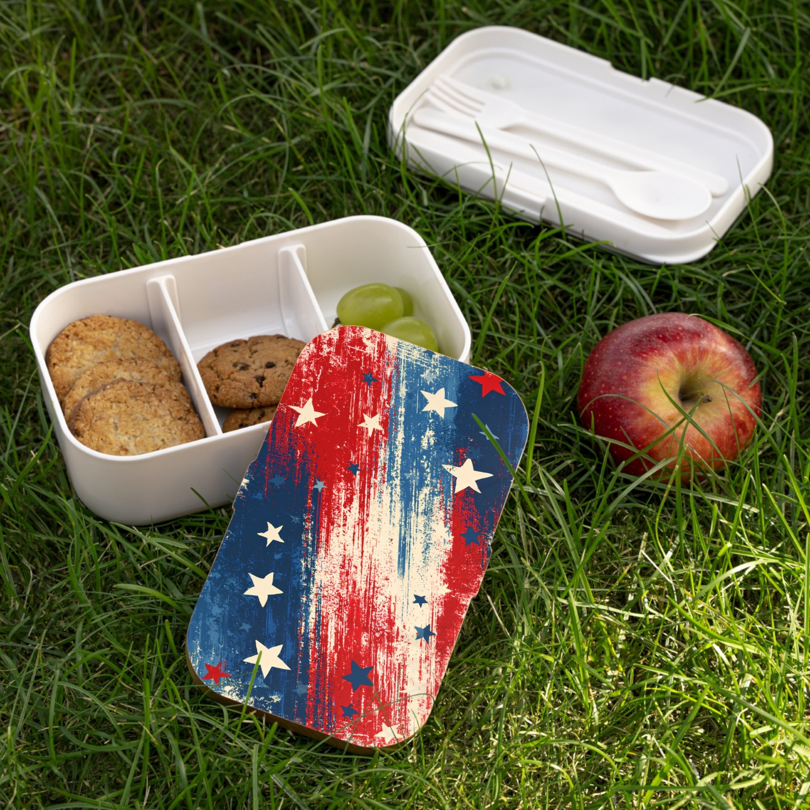 Patriotic Stars & Stripes Bento Lunch Box – Americana Picnic & 4th of July Lunchbox