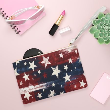 Patriotic Stars Clutch Bag — Distressed American Flag Wristlet