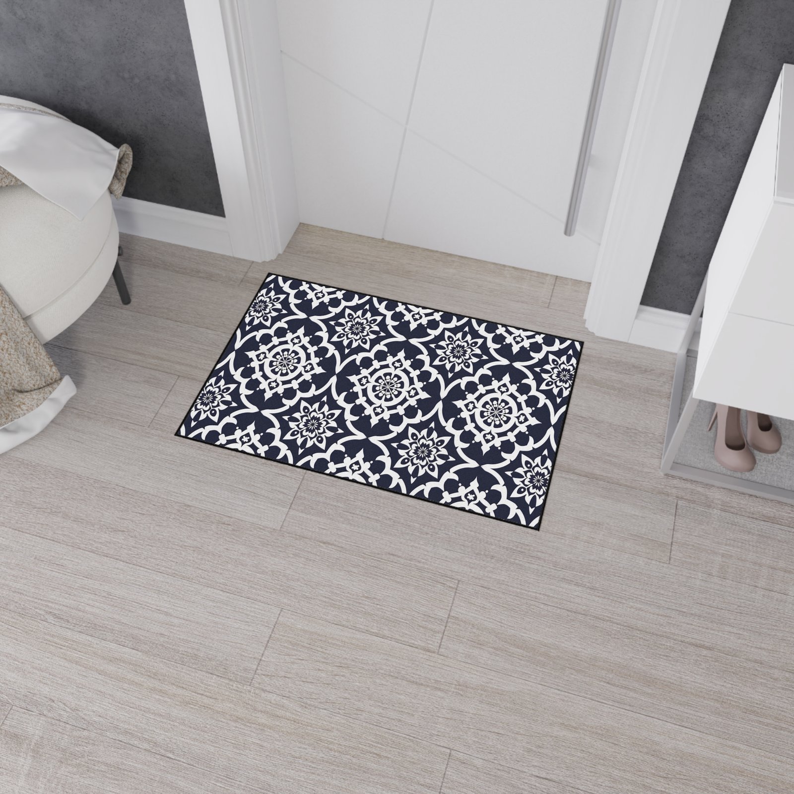 Navy Moroccan Tile Heavy-Duty Floor Mat - Image 3