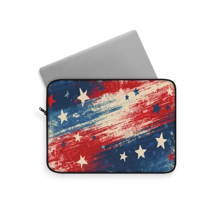 Patriotic Grunge Stars Laptop Sleeve — Red White & Blue Fourth of July Sleeve