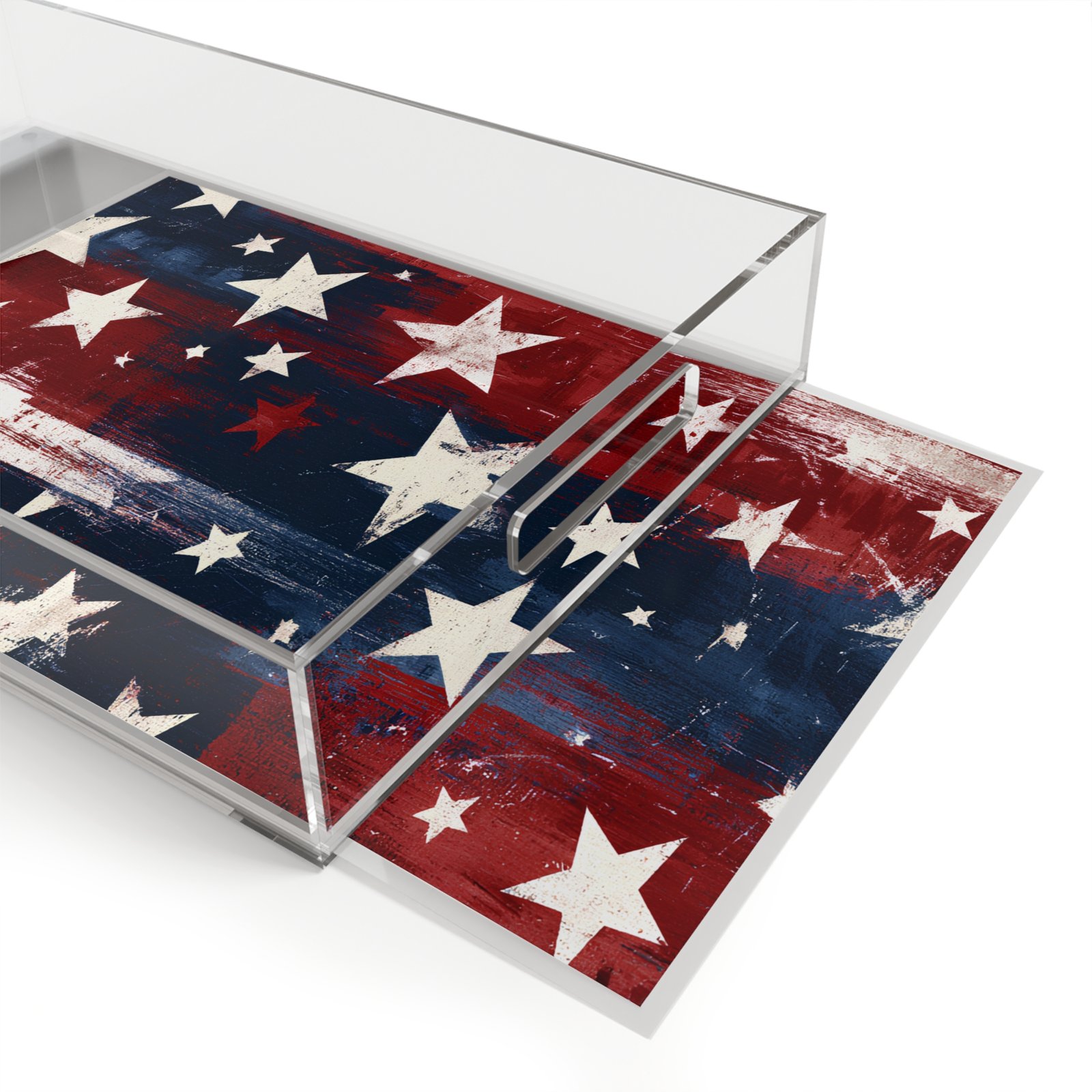 Patriotic Stars Acrylic Serving Tray – Distressed American Flag Design - Image 2