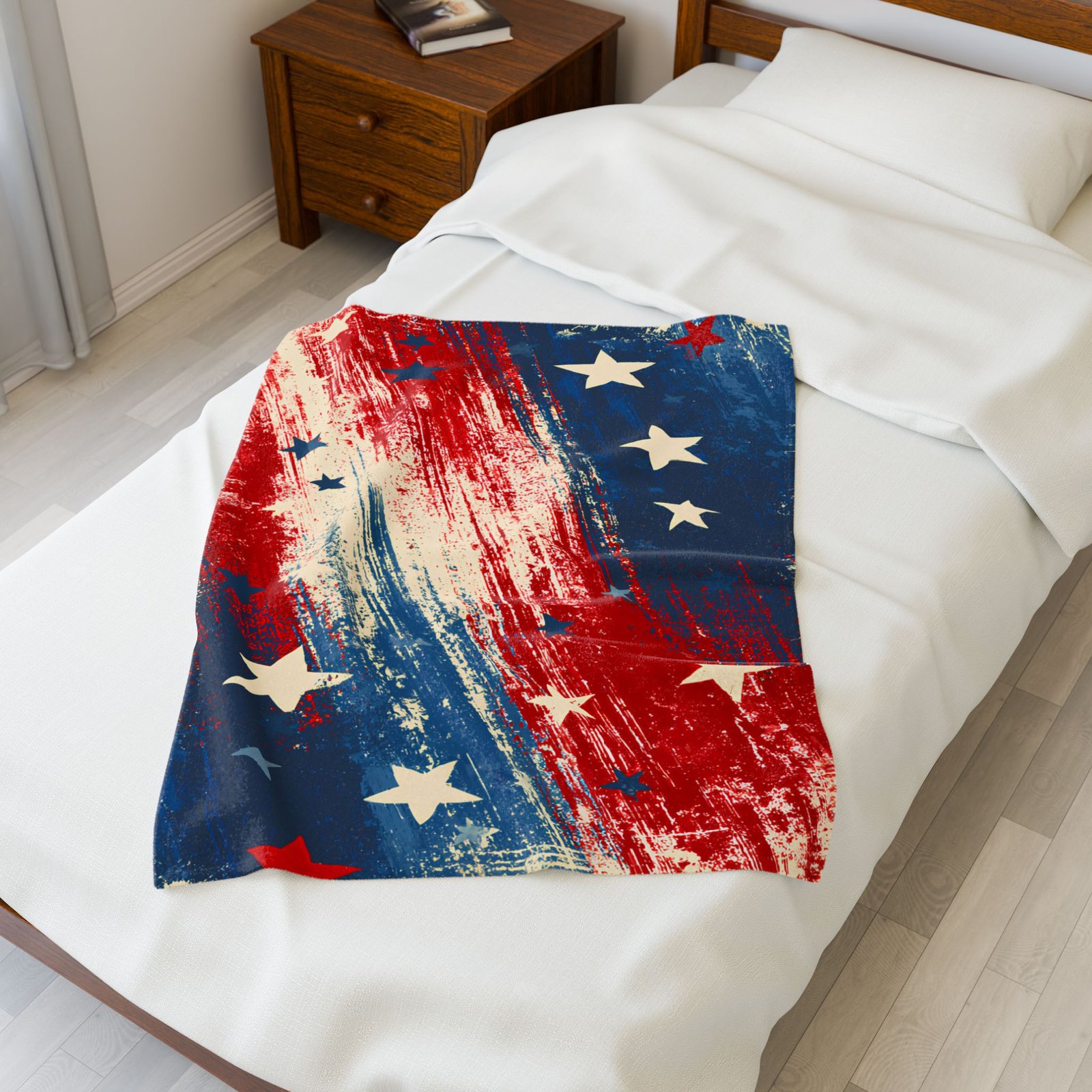 American Flag Velveteen Plush Blanket – Distressed Stars & Stripes Patriotic Throw - Image 5