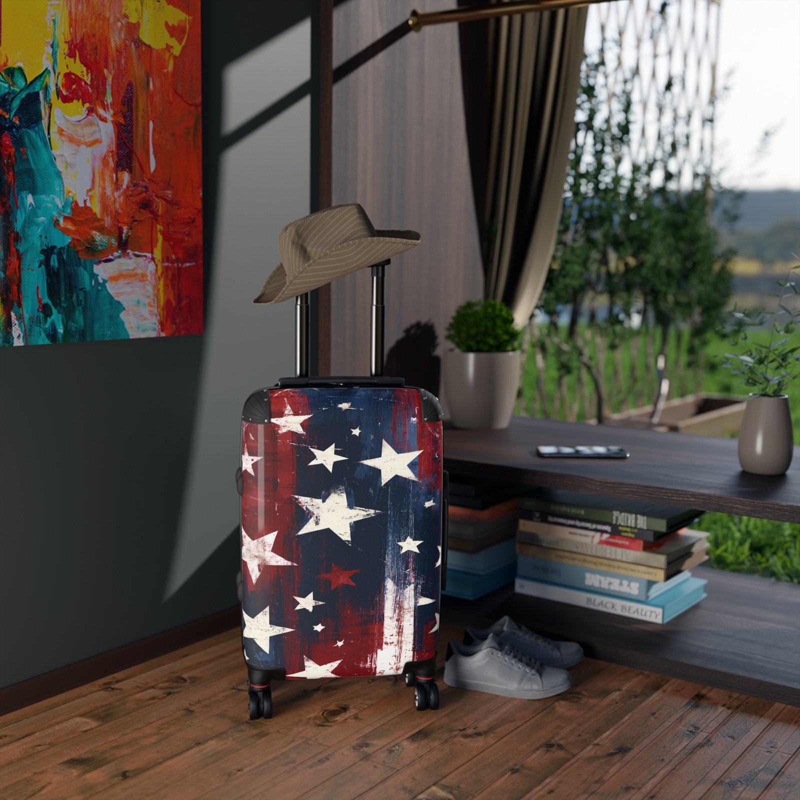 American Stars Carry-On Suitcase — Patriotic Red White Blue Travel Luggage