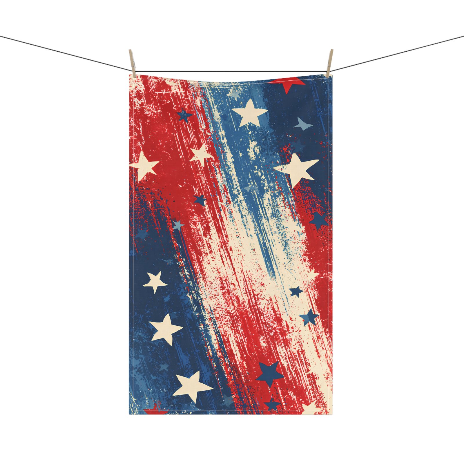 Patriotic Distressed Flag Tea Towel – Red White Blue Star Kitchen Linen - Image 3