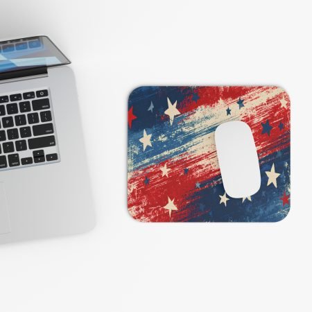 Patriotic Stars Rectangle Mouse Pad — Red White Blue Desk Mat for 4th of July & Veterans