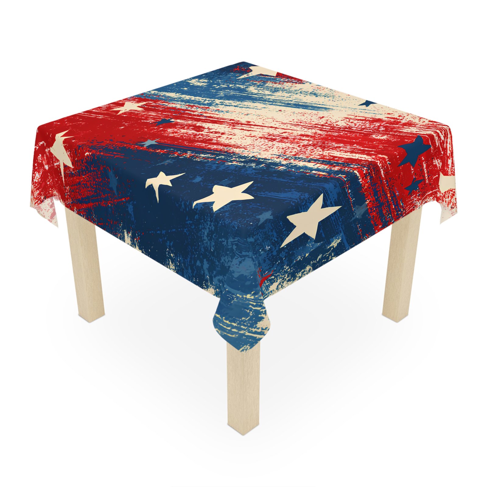 Patriotic Stars Tablecloth — Distressed Red White & Blue Dinner Table Decor for 4th of July - Image 4