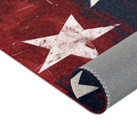 Patriotic Stars Area Rug — Distressed American Flag Accent Rug for 4th of July, Memorial Day, Veterans Day