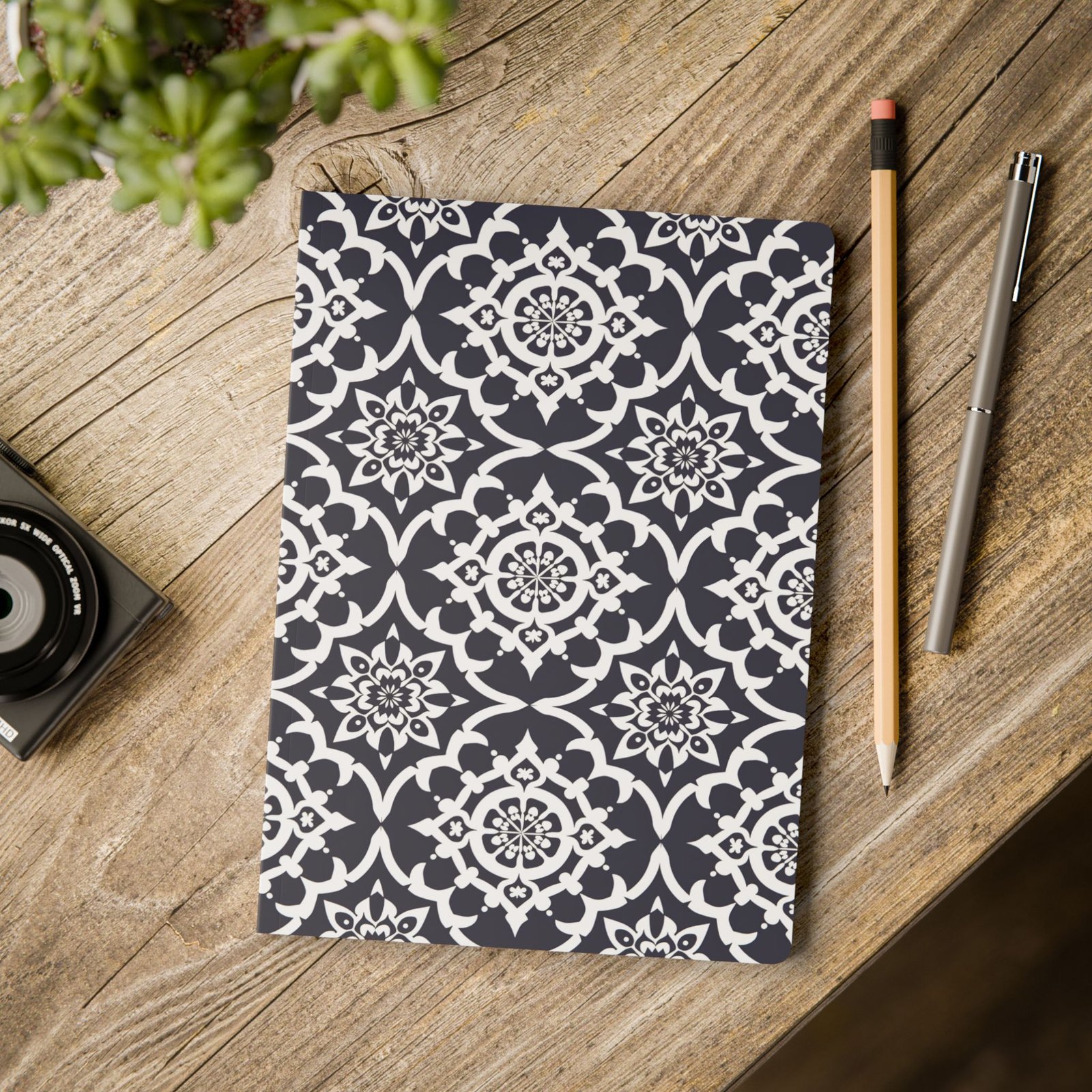 Navy Moroccan Tile Softcover Journal — Patterned Notebook for Notes & Travel - Image 3