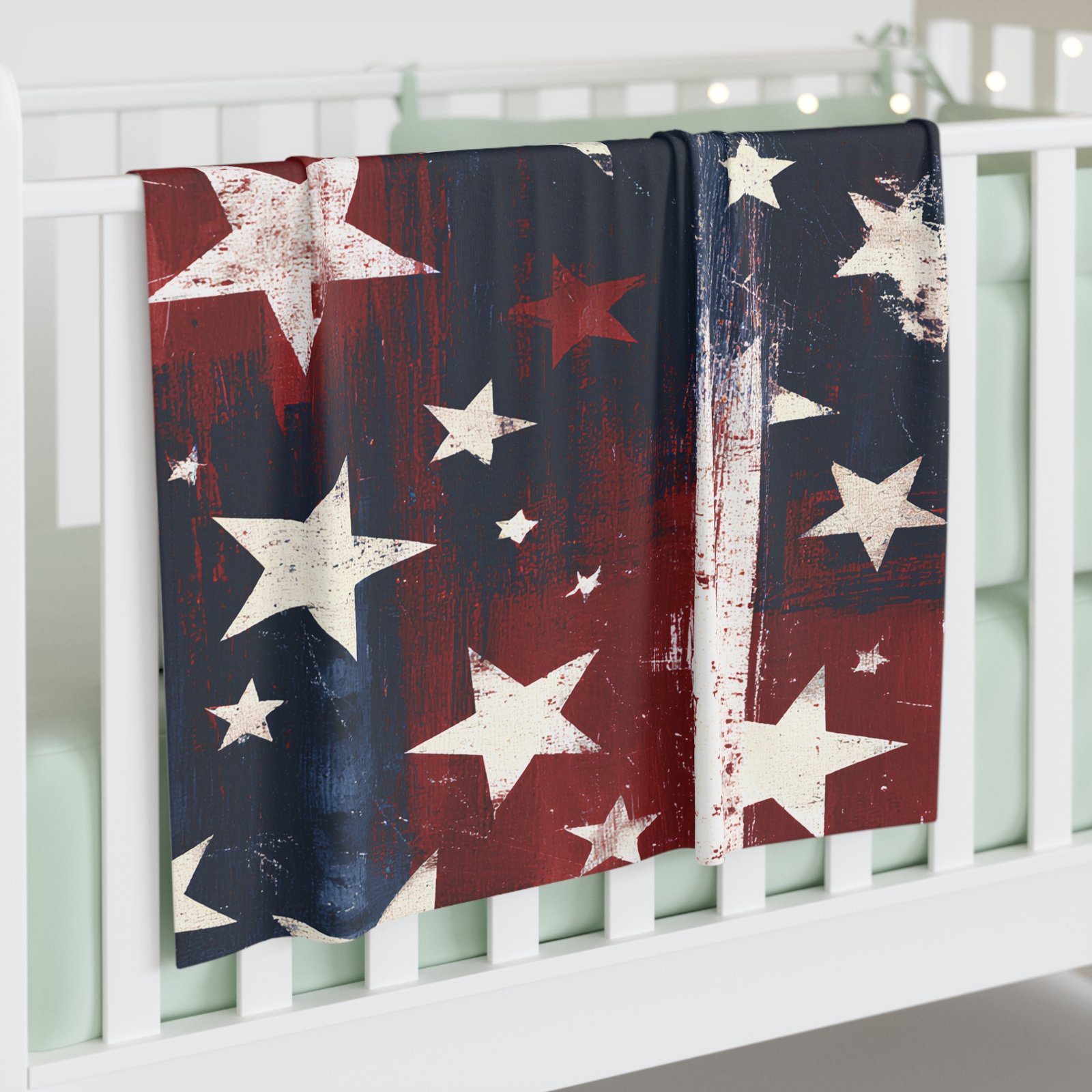 Patriotic Stars Baby Swaddle Blanket – Red White Blue American Flag Nursery Swaddle