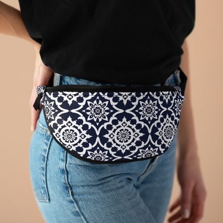 Navy Moroccan Tile Fanny Pack — Boho Festival Waist Bag