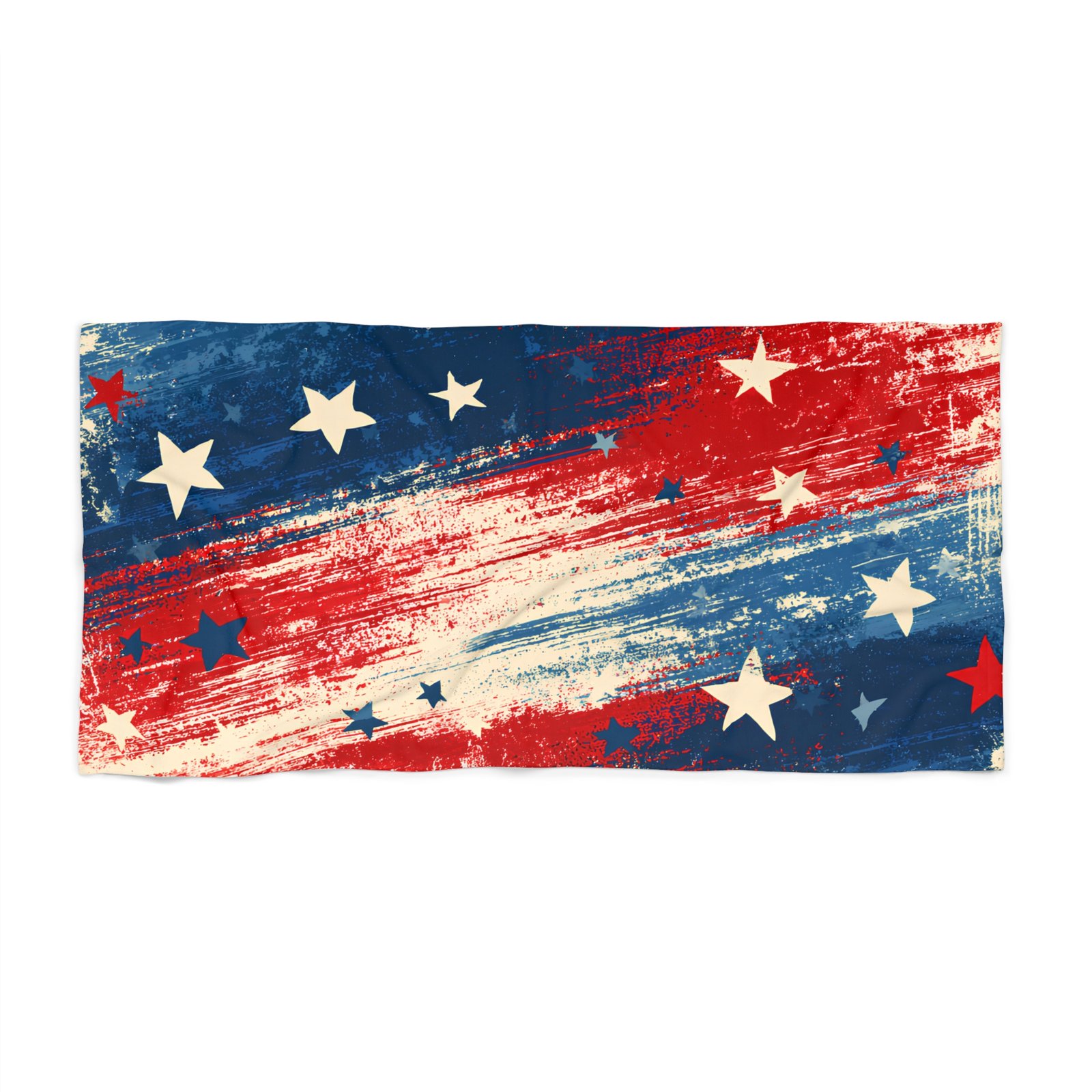Patriotic Stars & Stripes Beach Towel — Rustic American Flag Design for 4th of July, Pool & Summer - Image 2