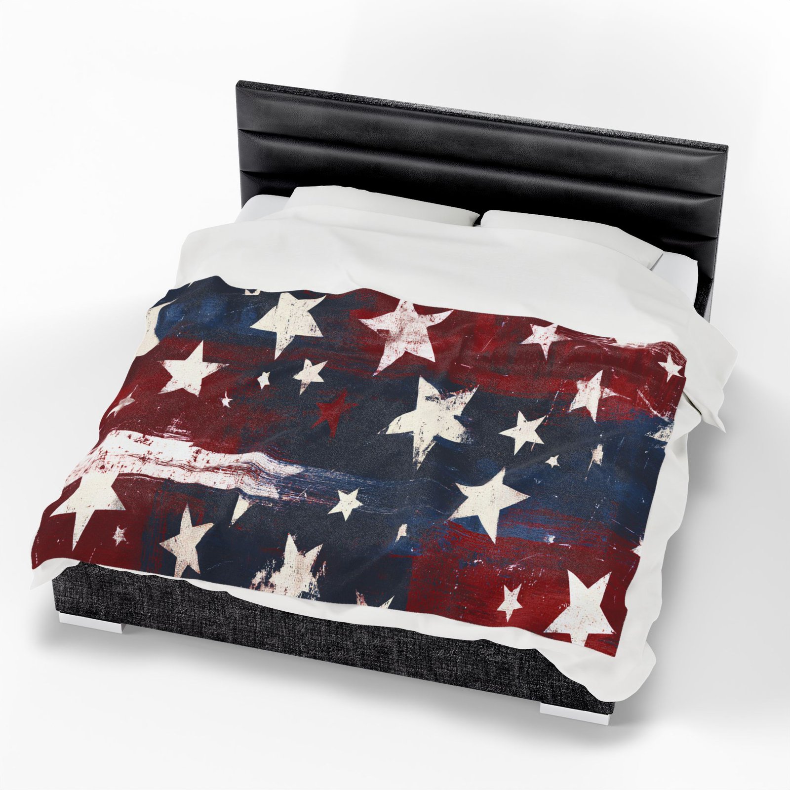 American Flag Velveteen Plush Blanket – Distressed Stars & Stripes Throw for 4th of July, Patriotic Home Decor - Image 3