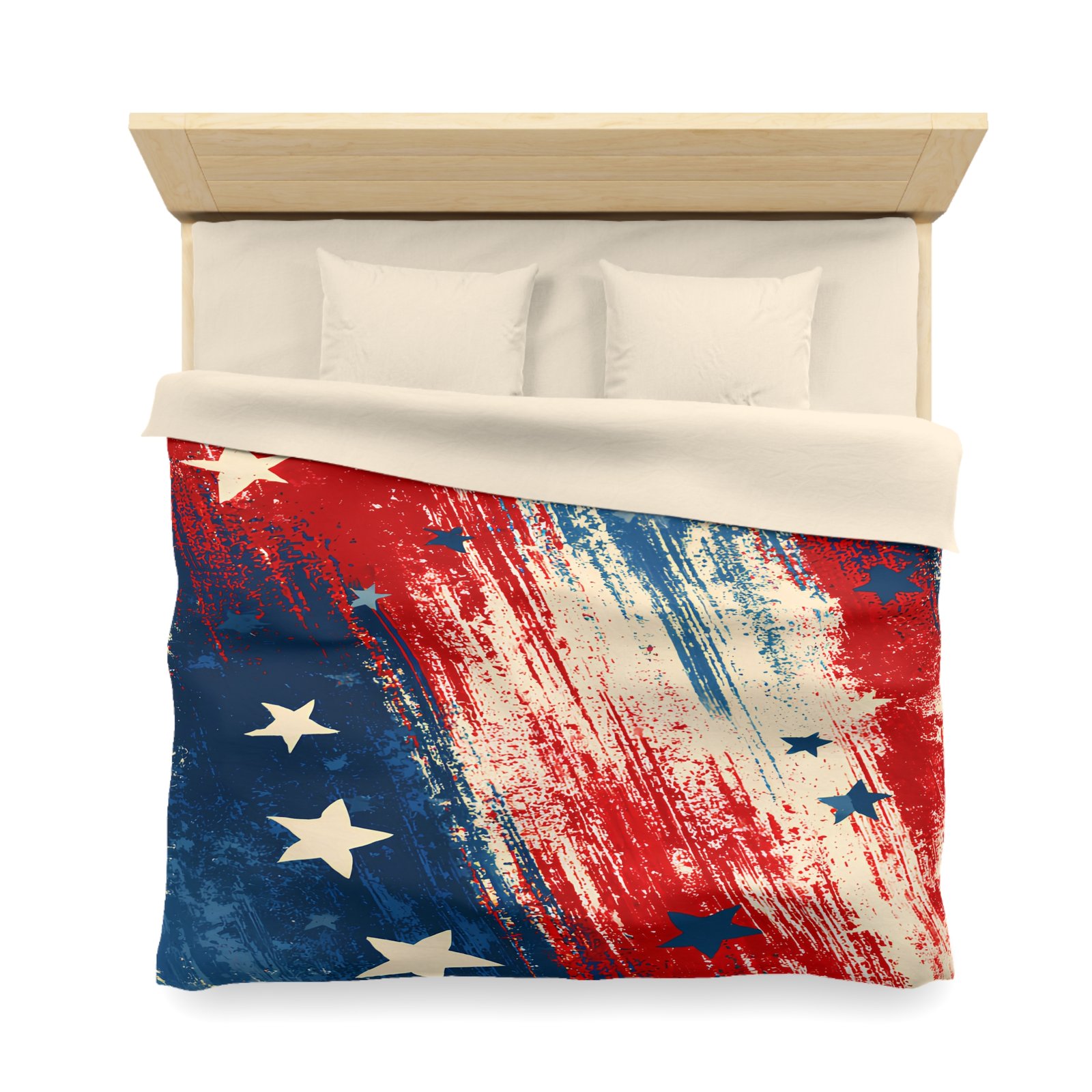 Patriotic Stars & Stripes Microfiber Duvet Cover — Vintage Red White Blue Bedroom Decor - Image 4